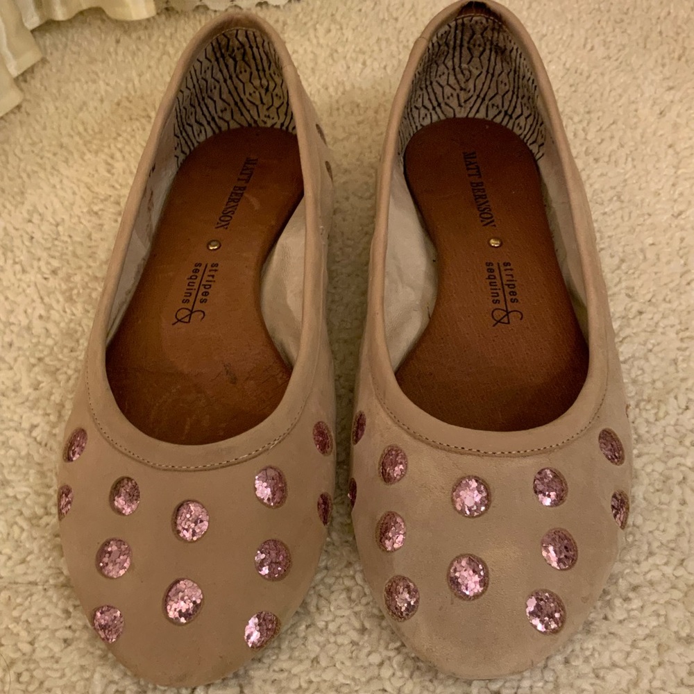 MATT BERNSON STRIPES & SEQUELS POKE A DOT WOMENS SUEDE FLATS